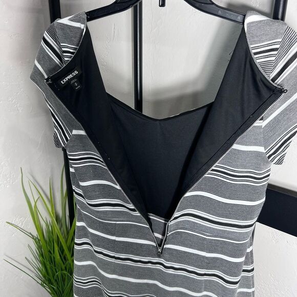 Express Black and White Striped Sheath Dress Size Medium - Picture 7 of 16